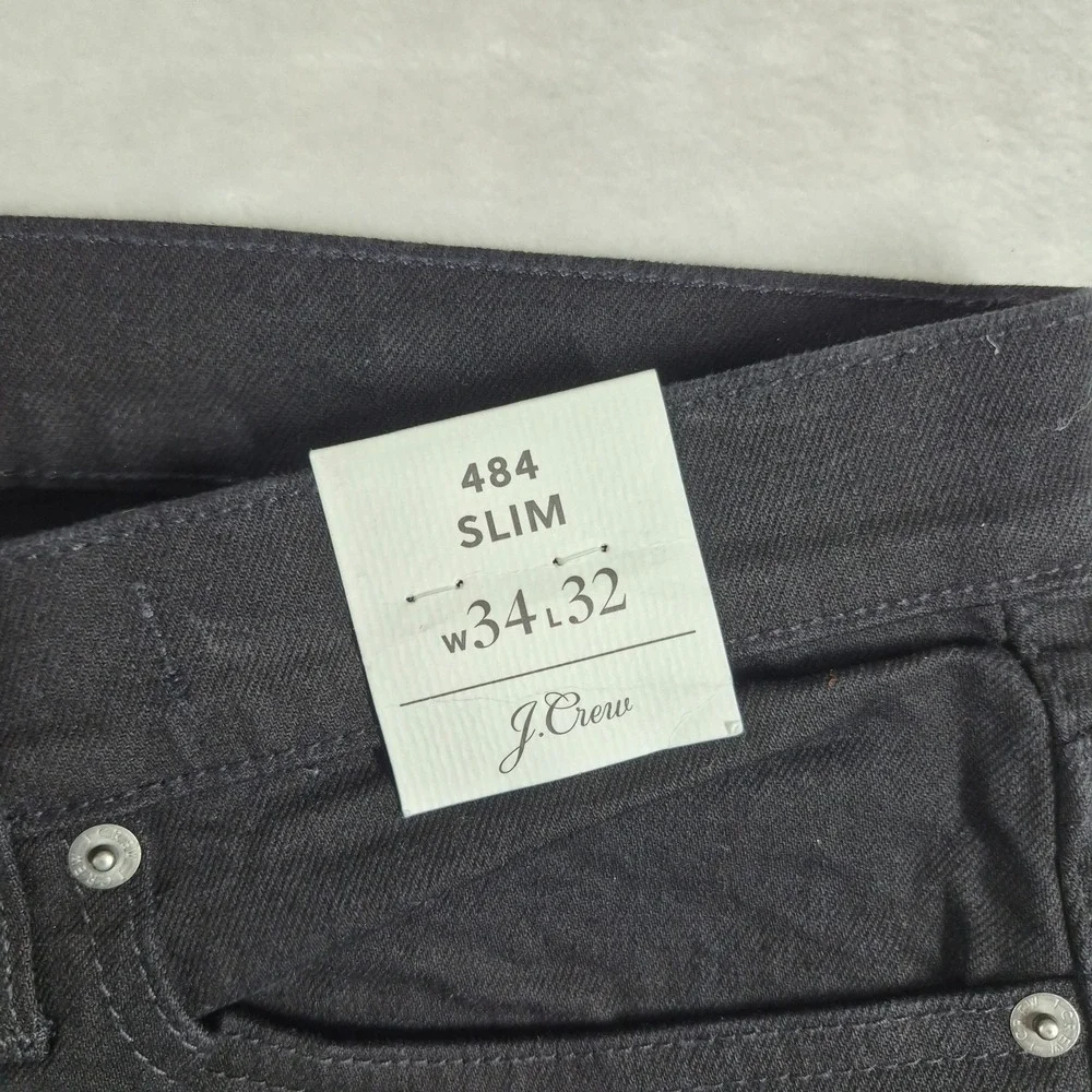 J. Crew 484 Slim Jeans Men's 34x32 Black Denim Stretch Casual Comfort NWT